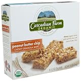 Cascadian Farms Organic Chewy Granola Bars, Peanut Butter Chip, 6-Count Bars (Pack of 6)