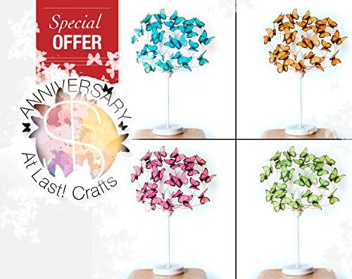 White table lamp with butterflies "Barbara II"