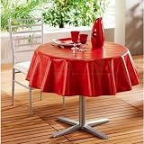 Nappe toile cirée Ronde Uni beton Rouge D:160 cm
