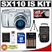 Canon PowerShot SX110 IS 9.0MP Digital Camera (Silver) + 8GB SD Card + Precision Design Accessory Kit