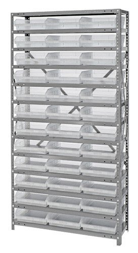 51ngL4VHxjL Steel Shelving with Clear Plastic Bins   1875 110CL   18 x 36 x 75