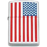 Zippo Lighters FLAG American Logo Zippo Lighter with Brushed Chrome Finish
