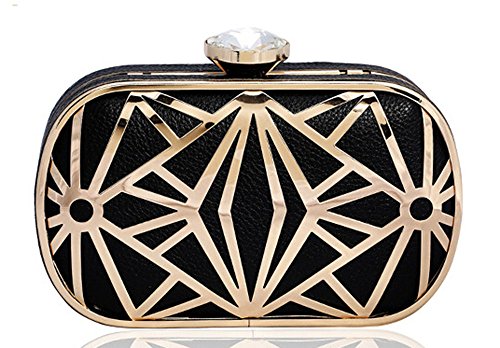 KISS GOLD(TM) Exquisite Leather Metal Hollow Designer Clutch Bag Evening Handbags