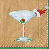 Caspari Christmas Cocktail Paper Cocktail Napkin Package, Gold