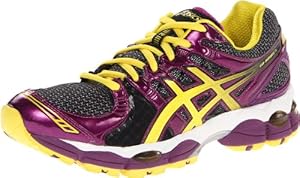Asics - Womens Running Gel-Nimbus14 Shoes In Onyx/White/Plum, Size: 7 B(M) US Womens, Color: Onyx/White/Plum