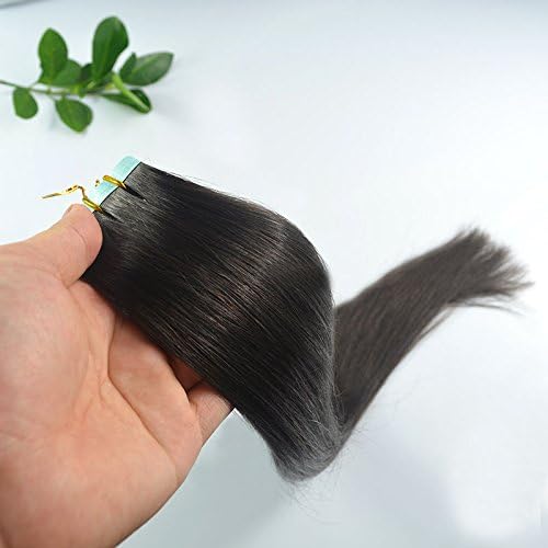 100% Indian Remy Human Hair Extensions Pu Tape in Fashion Hair Piece 20pcs (20" 50g(2.5g/pc), #1B natural black ( off black))