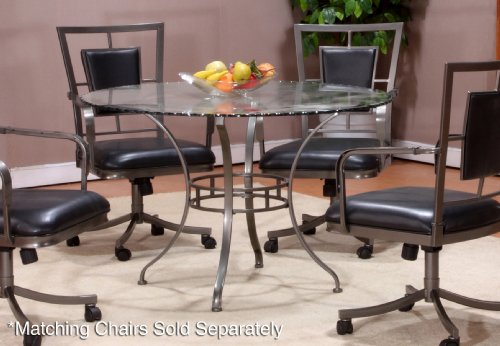Auckland Round Dining Table with Glass Top in Grey Stone - Hillsdale Furniture - 4262DTBG