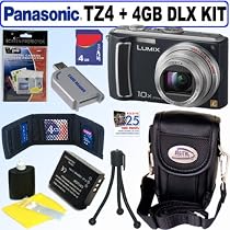 Panasonic Lumix DMC-TZ4K 8.1MP Digital Camera (Black) + 4GB Deluxe Accessory Kit