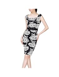 Floral Print Square Neck Cotton/Spandex Slit Fitted Sleeveless  Dress with a Brush/Sweep Train 