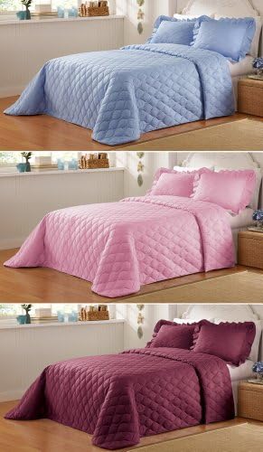 Lightweight Solid Quilted Bedspread Burgundy Full