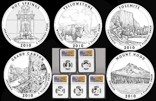 2011-S NGC PF 70 SILVER Proof Park 5 Coin Set-image