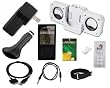 10 in 1 Premium Accessory Bundle Combo for Microsoft Zune 4GB / 8GB / 16GB Series MP3 Player: Black Silicone Skin Case Cover, USB 2in1 Data Sync Cable, Universal USB Car Charger, Universal USB Wall / Travel / AC Adapter Charger, 3.5mm Auxiliary Cable, Belt Clip, Armband, Portable Foldable Speaker Dock, Earbud Caps with 3 different sizes and a Screen Protector with cleaning cloth