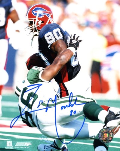 Eric Moulds Autographed/Hand Signed Breaking a Tackle 8x10 Photo