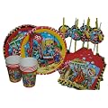 44 tlg. Set Pappbecher + Pappteller + Serviette + Trinkhalm Baustelle