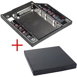 2.5" 9.5mm SATA 2ND HDD Hard Drive Enclosure for Apple Unibody MacBook/MacBook Pro (13 15 17) Plus USB Slim DVD / CD RW Burner External Enclosure (Case only! Drive is not included!)