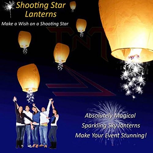 Event Lanterns Eco Friendly Shooting Star Sparkler Sky Lanterns (Pack Of 10) Assorted Colors