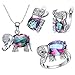 J.MOSUYA Rainbow Mystic Topaz Jewelry Set, Elephant Earring Necklace Set For Women