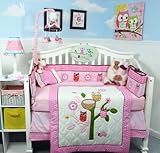SoHo Owl Tree Party Baby Crib Nursery Bedding Set with Gray Baby Carrier 8 pcs set