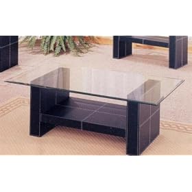 Bonded Leather Coffee Table With Glass Top