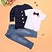 FEITONG 3pcs Kids Baby Boys Long Sleeve T-Shirt Tops+Coat+Pants Set (4T / 4Years)