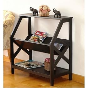 Black Finish X-Cross Design Bookshelf by AtHomeMart