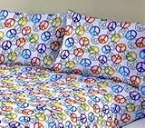 Morgan Kids "Peace Out White" Twin 3 piece Sheet Set colorful