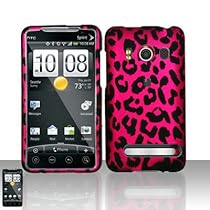 Black And Pink Leopard Rubberized Snap on Design Hard Case Faceplate for Sprint Htc Evo 4g
