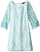 My Michelle Big Girls' Printed Shift Dress with 3/4 Sleeves and Crochet Detail