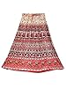 Womans Maxi Skirt Red Printed Bohemian Broomstick Long Gypsy Skirts