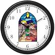 The Christ Child, Mary & Joseph (Stained Glass) No.2 Christian Theme Wall Clock by WatchBuddy Timepieces (Slate Blue Frame)