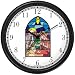 The Christ Child, Mary & Joseph (Stained Glass) No.2 Christian Theme Wall Clock by WatchBuddy Timepieces (Black Frame)