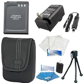 COOLPIX S8000, S8100, S8200 Digital Camera Accessory Kit Includes (1pcs) Nikon EN-EL12 Equivalent Replacement Battery (Generic)+ Replacement Battery Charger + Camera Case + Cleaning Kit + Screen Protector (3Pack) + Mini Tripod Kit