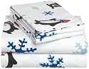 Pike Street 135-Gram Printed Flannel Sheet Set, Peter Penguin