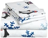 Pike Street 135-Gram Printed Flannel Twin Sheet Set, Peter Penguin