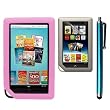 Skque Clear Screen Protector + Pink Soft Silicone Cover Case + Touch Screen Tablet/Smart Phone Stylus Pen(Blue Body) for Barnes&Noble Nook Color Ebook Reader
