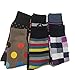 Funky Socks Mens Colored Socks with Patterns, 6 Pack, Sock Sizes 10-13,47754,47505,47522.