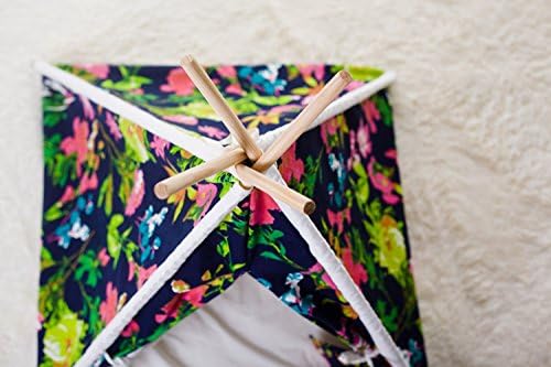 MY MARKET Black Canvas Pet Bed Teepee Indian Tents For Small Dog