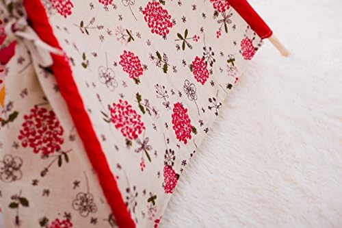MY MARKET Red Flower Print Canvas Pet Bed Teepee Indian Tents For Small Dog