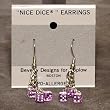 3 dice, 5mm Dice Dangler Earrings, Translucent Purple w/White
