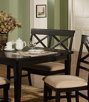 "X" Cross-Back Design Black Loveseat Bench Dining Chair