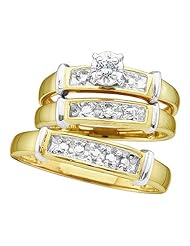 0.07CTW CENTER ROUND DIAMOND TRIO SET