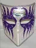 Venetian Antique Visor Shape Mask in Purple Pattern Venetian Antique Visor Shape Mask in Purple Pattern