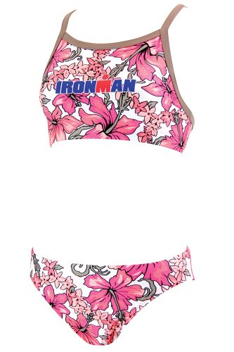 TYR Ironman Women's Butterflyback Print Workout Bikini, White, Extra Large