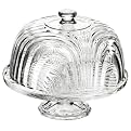 Etched Glass Cake Plate with Dome