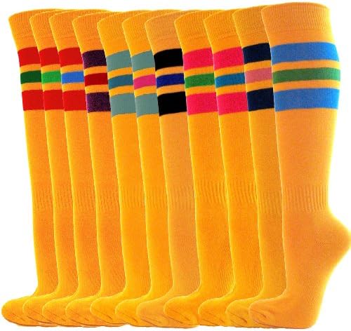 Couver Men's Golden Yellow Striped Knee High Sports/Softball/Athletic Socks