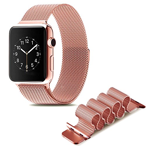 LSoug aqplows Apple Watch Band and FF0C 38 mm Milanese Loop Stainless Steel Bracelet Strap Replacement Wrist Band for iWatch with Magnet Lock