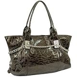 Snake Skin Embossed Patent Leather Tote Shoulder Bag