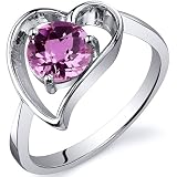 Heart Shape 1.00 carats Pink Sapphire Solitaire Ring in Sterling Silver Available in Sizes 5 thru 9