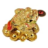 Feng Shui Mini Three Legged Wealth Frog (Money Frog or Money Toad) on the Pile of Yuan Bao to Attract Wealth and Good Luck
