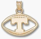 Tennessee Volunteers T Pierced Football Pendant - Gold Plated Jewelry